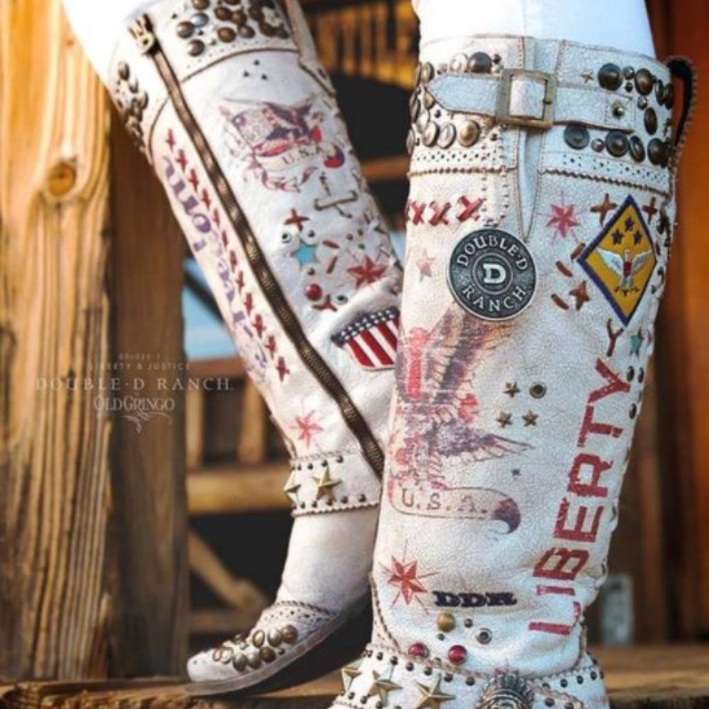 Old Gringo White Liberty Embellished Lace-Up Boots - Picture 3 of 15